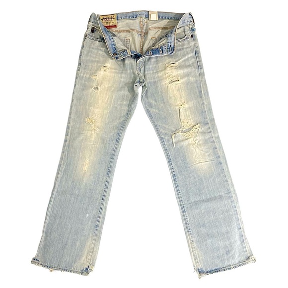 Vintage Abercrombie & Fitch Thrashed Jeans Indie Sleaze Skate Hip Hop Mud Wash - Picture 1 of 17